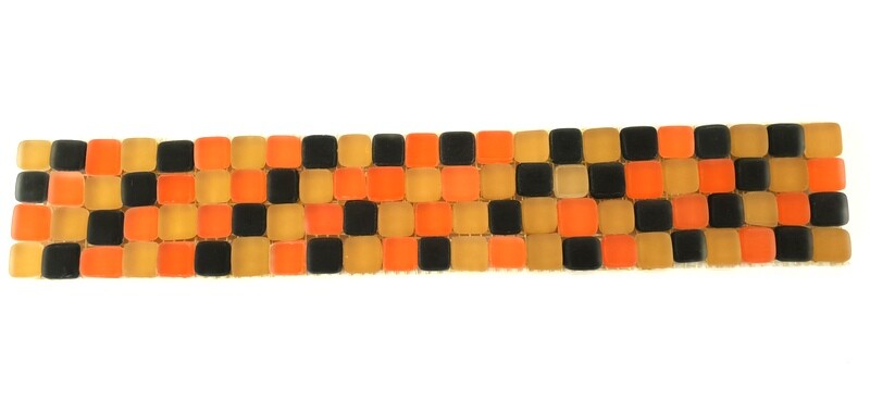 BORDÜRE Glasmosaik Mix Beige Orange Schwarz matt Borde 1 Streifen unregelm