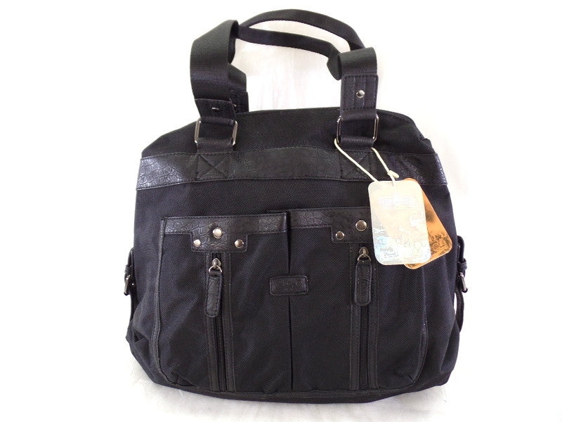 Geoss Tasche Schwarz Schultertasche Reißverschluss Damentasche