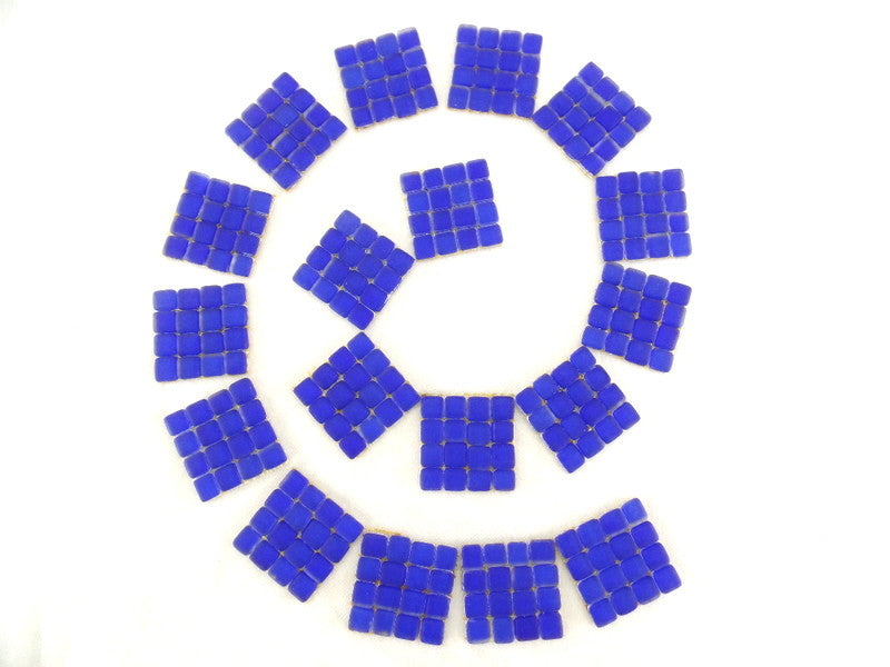 BORDÜRE Glasmosaik Blau matt Glas Borde 18 x Quadrate 50 x 50 mm 288 Steine 5 mm