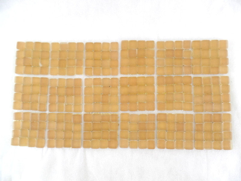 BORDÜRE Glasmosaik Beige matt Glas Borde 18 x Quadrate 288 Steine 5 mm