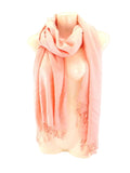 SCHAL TUCH Stola mit Fransen Lachs 100 % Viscose XXL Schal 190 cm Lang 65 Breit