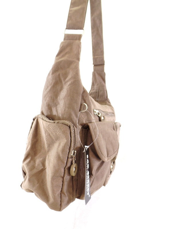 Bag Street Tasche Kaki Umhängetasche Reißverschluss viele Fächer Damentasche