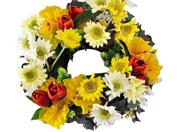 Casa-Poador Kranz künstliche Blumen Gerbera Osterglocken Tulpen Küken Tischdeko