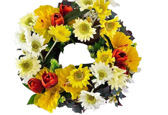 Casa-Poador Kranz künstliche Blumen Gerbera Osterglocken Tulpen Küken Tischdeko