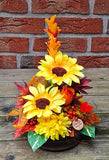 CASA - POADOR SONNENBLUME Gesteck Gelb Orange Kunstblumen 35 H Herbst Filzblätter  Deko