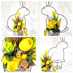 Casa-Poador Ostergesteck Gelb Kunstblumen Osterglocken Eier Hasengestell Deko