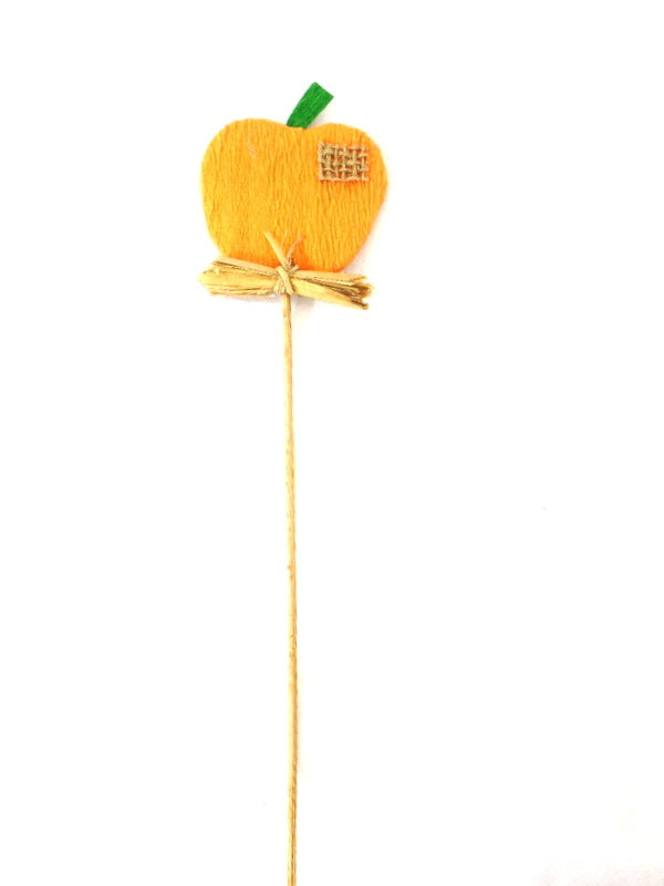 Blumenstecker Apfelmotive 24 Stück je 12 in Orange 12 Grün 30 cm L. am Stab Deko