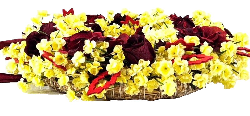 Kranz Tür/ Wand Kranz 40 cm künstlich wie echt rote Rosen Holzblätter Dekoration