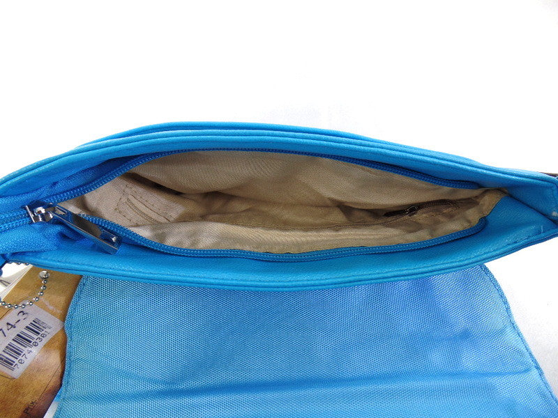 Mahel Schultertasche Hellblau Umhängetasche Lederimitat Magnet / Reißverschluss
