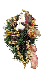 Weihnachtsgesteck Tischschmuck Nostalgie Zapfen Kugeln Tanne Kerzen