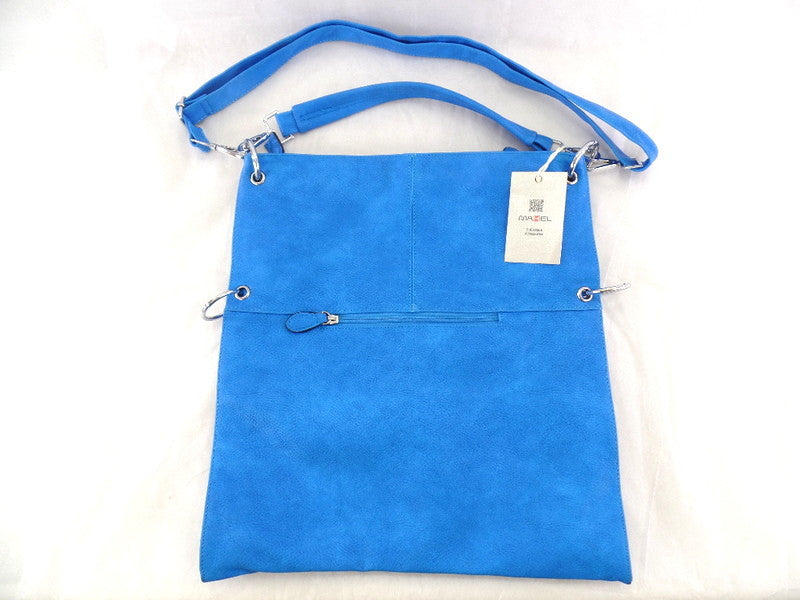 Mahel Tasche Schultertasche Hellblau  Reißverschluss Damentasche