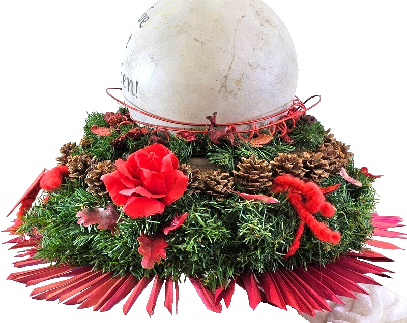 Grabschmuck Exoten Mix Rot Natur gefärbt Kugel Kranz Allerheiligen Totensonntag