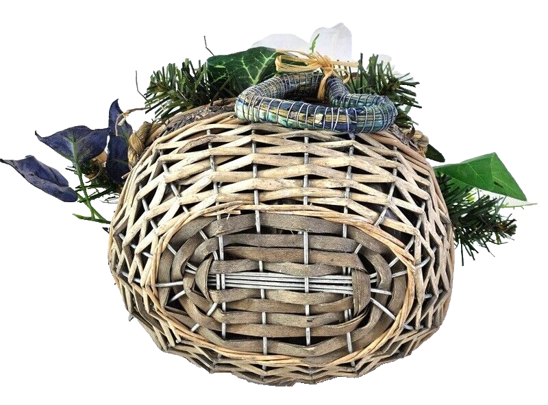 Casa-Poador Grabschmuck Grabgesteck Blau Weiß Lilien Zapfen Kunstblumen Tanne