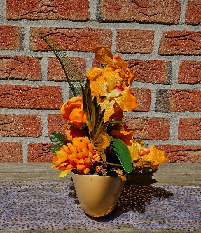 Casa-Poador Weihnachtsgesteck ellipse Orange Orchidee Rose künstlich Dekoration