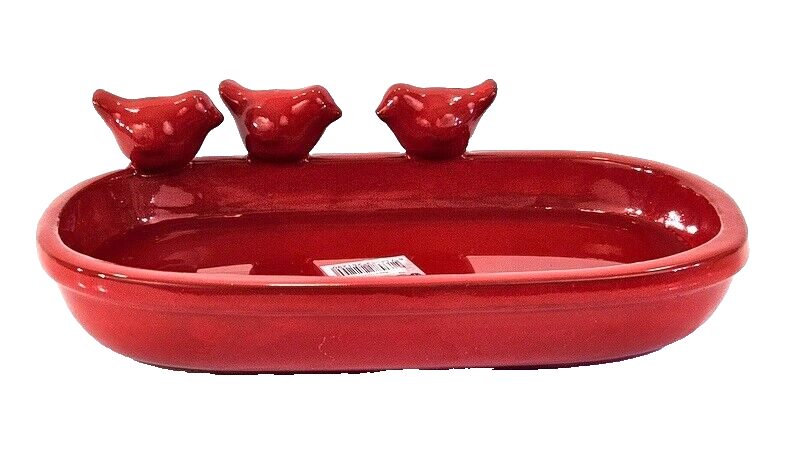 Vogeltränke Vogelbad Rot Garten Wasserschalen Vogelbecken Tiertränke Geschenk