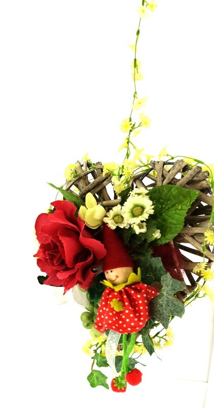 Casa-Poador Herz Rebengesteck Rot Weiß Rose Kunstblumen Geschenk Valentinstag