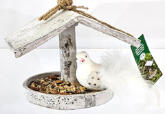 Vogel Futter Haus Station Spender zum Aufhängen Garten Vögel grau Geschenk