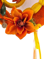Casa-Poador Kranz Türkranz Wand Kranz künstlich 40 cm D gelb Orange Dekoration