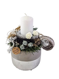 CASA - POADOR WEIHNACHTSGESTECK künstliche Tanne Eukalyptus Silber Weiß Kerze