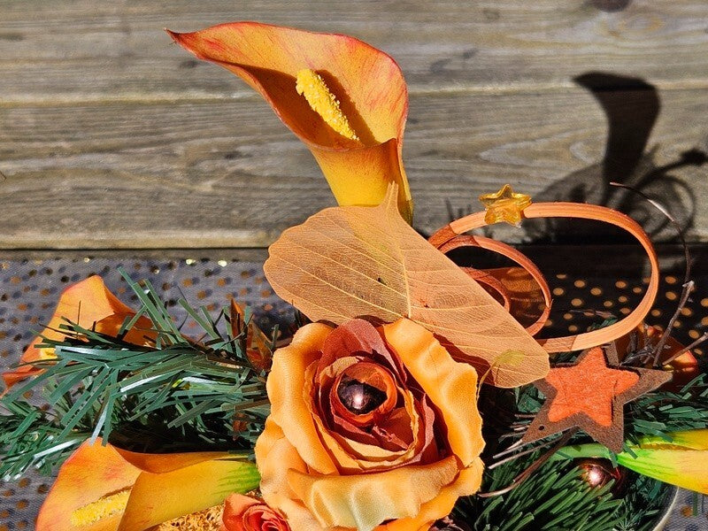 Casa-Poador Weihnachtsgesteck ellipse Orange Calla Rose künstlich Dekoration
