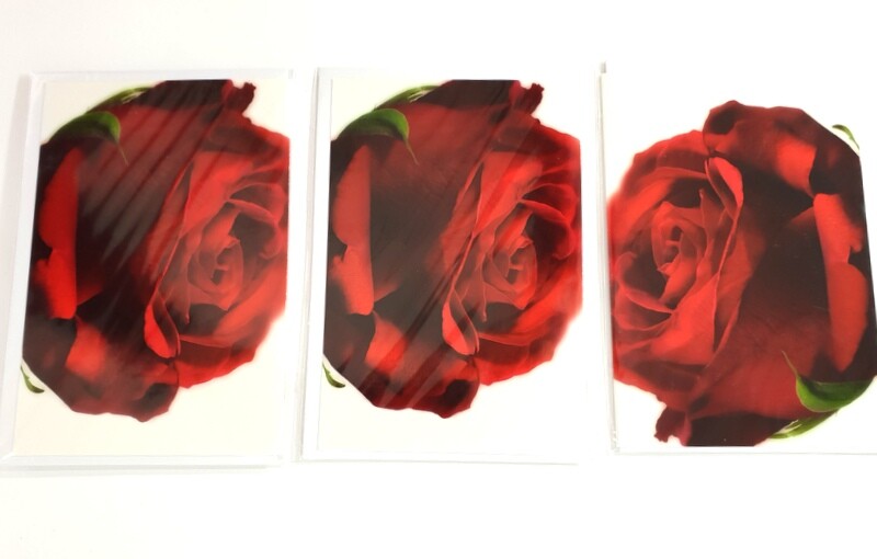 3 - er Set Karten Rote Rose Fleurop Edition Gruß- Glückwunschkarten Blumen