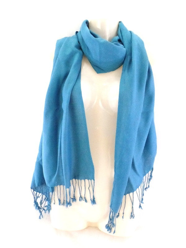 Schal Tuch Stola Fransen Türkis 100 % Viscose XXL Schal 190 Lang 65 Breit
