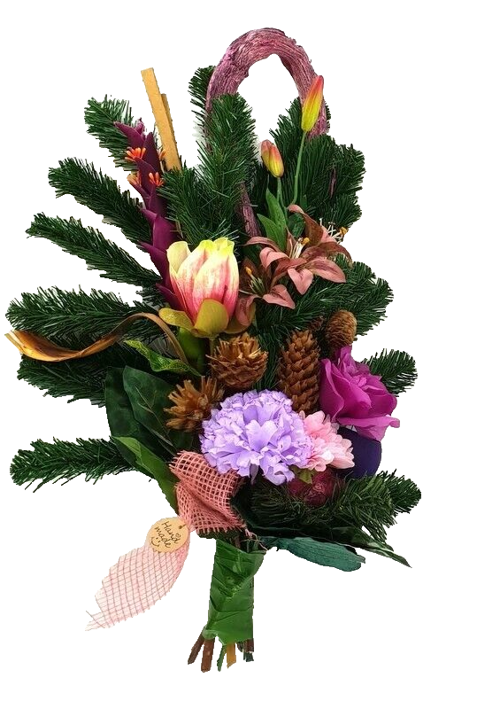 Grabschmuck Trockenblumen Exoten Lila Rosa Naturmaterial Totensonntag Friedhof