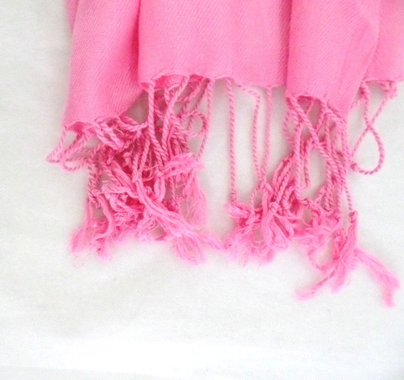 Schal Tuch Stola Fransen Rosa 100 % Viscose XXL Schal 190 Lang 65 Breit