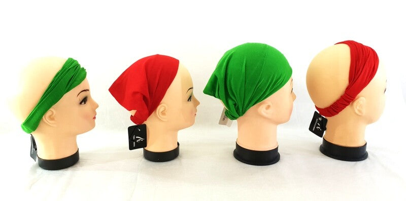Haarband 4 er Set Unifarben 2 Farben Grün Rot Stoff Stirnband Bandana Haarbänder