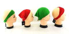 Haarband 4 er Set Unifarben 2 Farben Grün Rot Stoff Stirnband Bandana Haarbänder