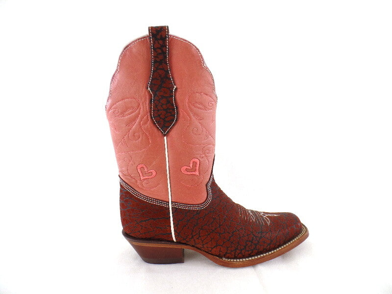 Westernstiefel Cowboyboot 37 rosa mit braun Application Rudel Herzen
