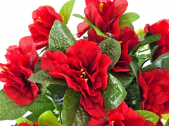 Topfblume Azalee künstlich Rot Weiß Kunstblume mini Schleierkraut Geschenk