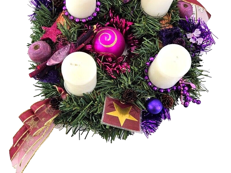 Casa - Poador Adventskranz Rosa Lila Bourdaux künstliche Tanne 25 cm Kerzen 8055