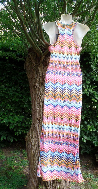 Kleid Sommerkleid bunt S / M  Ärmelos Maxikleid bekka Paris lang Damen