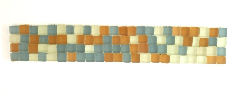 BORDÜRE Glasmosaik Mix hellblau milchig Beige matt Borde 1 Streifen unregelmäßig
