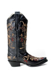 Westernstiefel 38 Schwarz Yessenia Piel Harlem Cowboystiefel Leder spitz Rudel