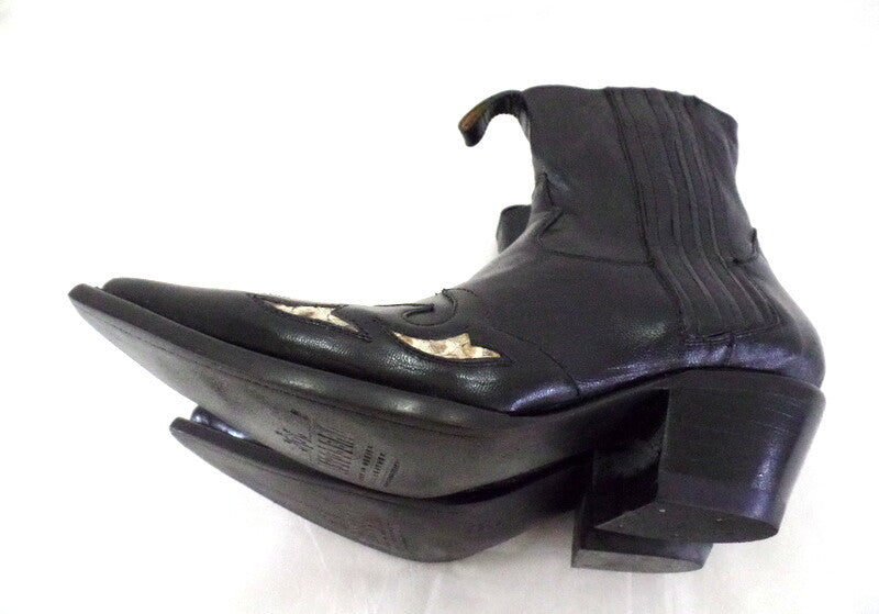 Westernstiefel 37 Schwarz Short Natural Negro Applikationen Leder spitz Riporto
