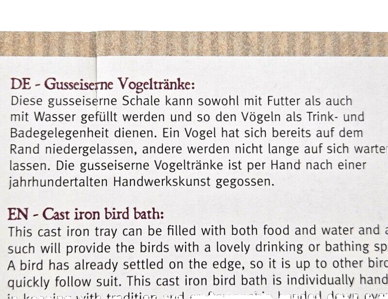 Vogeltränke Vogelbad Garten Wasserschalen Vogelbecken Tiertränke Geschenk