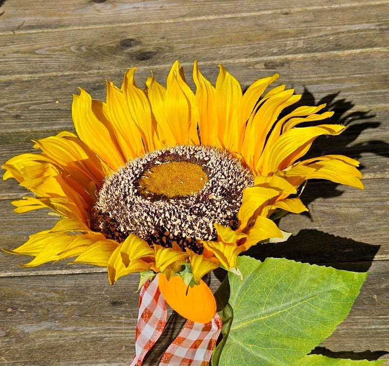Kunstblume künstliche Sonnenblume gelb 108 L x 23 cm Band Filzkürbisse Deko