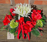 CASA - POADOR GRABSCHMUCK rot creme Rosen Chrysantheme künstliche Tanne Herz