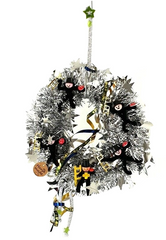 Türkranz Wandkranz Silber Glitzerband künstlich 25 cm Silvester Neujahr Glück