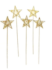 Blumenstecker Sternmotive 5 Stück Mix Metall 3 Orange 2 Creme 48 cm Stab Weihn.