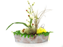Orchideengesteck Seide Kunstblumen Ellipsenform 30 x 30 x 6,5 Blumengesteck Top!