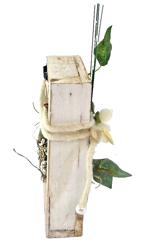 Casa - Poador Holz Bilderrahmen Vintage Shabby Weiß Kunstblumen Geschenk Deko