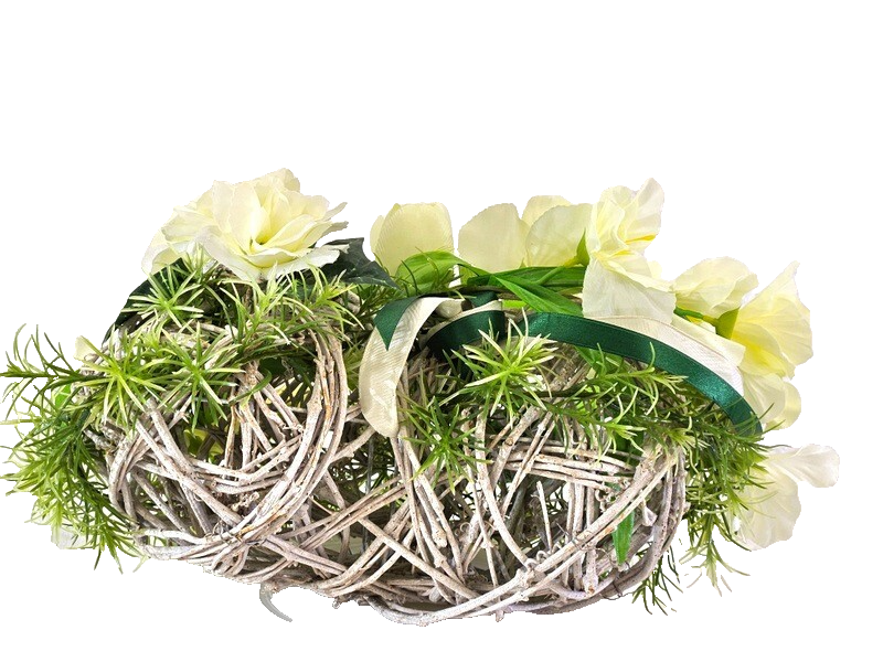 Casa-Poador Herz Rebengesteck Weiß Creme Kunstblumen Gladiolen Geschenk Friedhof