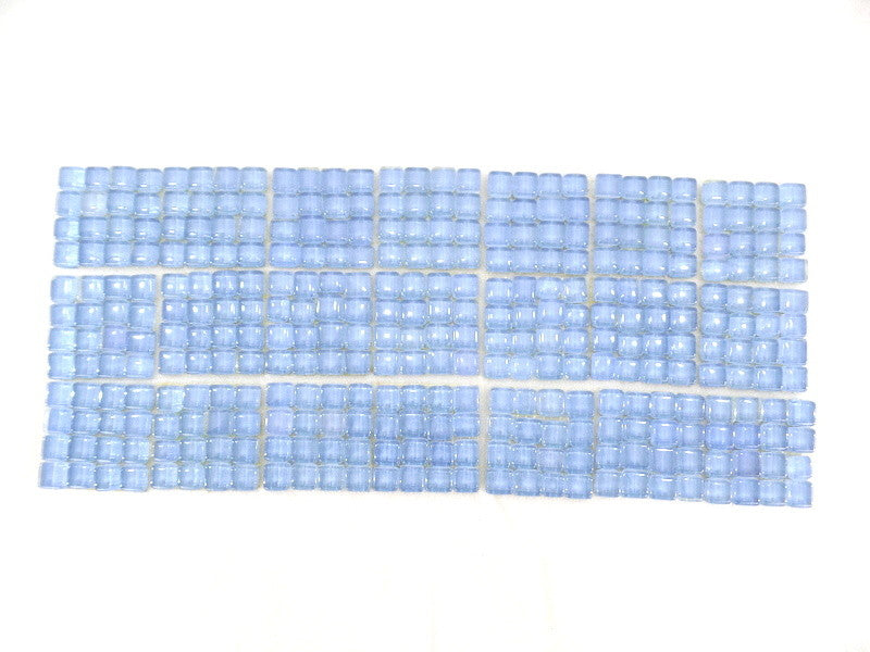 BORDÜRE Glasmosaik Himmelblau Klarglas Borde 18 Stück 50 x 50 mm 288 Steine 5 mm