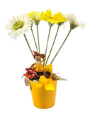 CASA - POADOR TOPFBLUME Gerbera Gelb Weiß Kunstblumen Keramikgefäß Figur