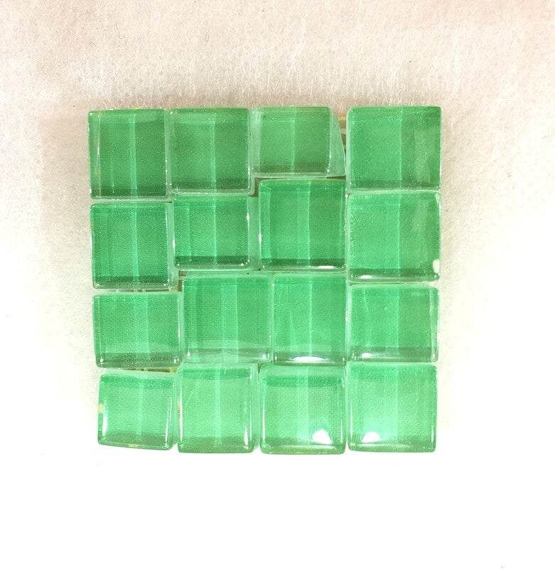 BORDÜRE Glasmosaik hellgrün Klarglas Borde 4 Quadrate 50 x 50 mm x 5 mm flach