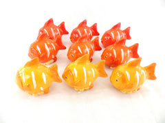 Fische 9 Stück Orange Keramik Ton 8 cm Tierfigur Dekoration