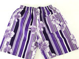 Badehose Badeshorts S / M Lotus Shorts geblümt gestreift Lila Weiß Freizeit